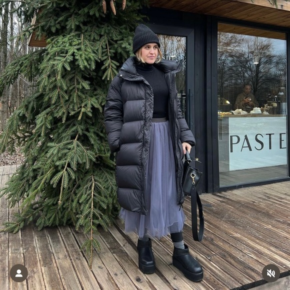 Zara long down feather puffer jacket black - Picture 4 of 16